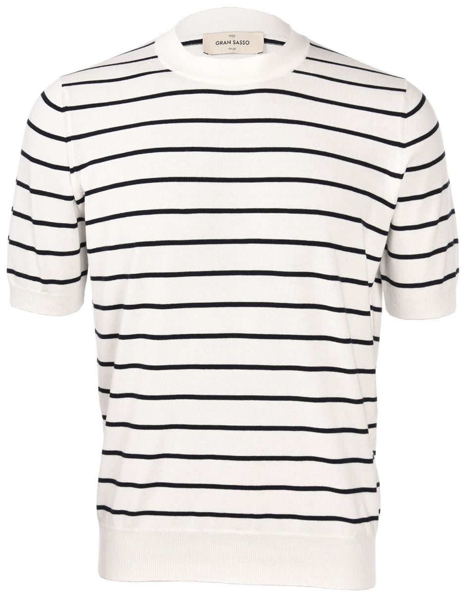 T-shirt in maglia a righe bianco blu  57192/18046 005 GRAN SASSO 