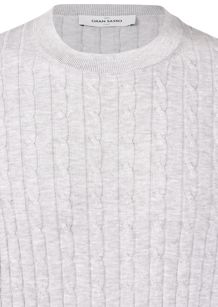 T-shirt in maglia lavorazione trecce e coste grigio 57194/20679 052 GRAN SASSO 