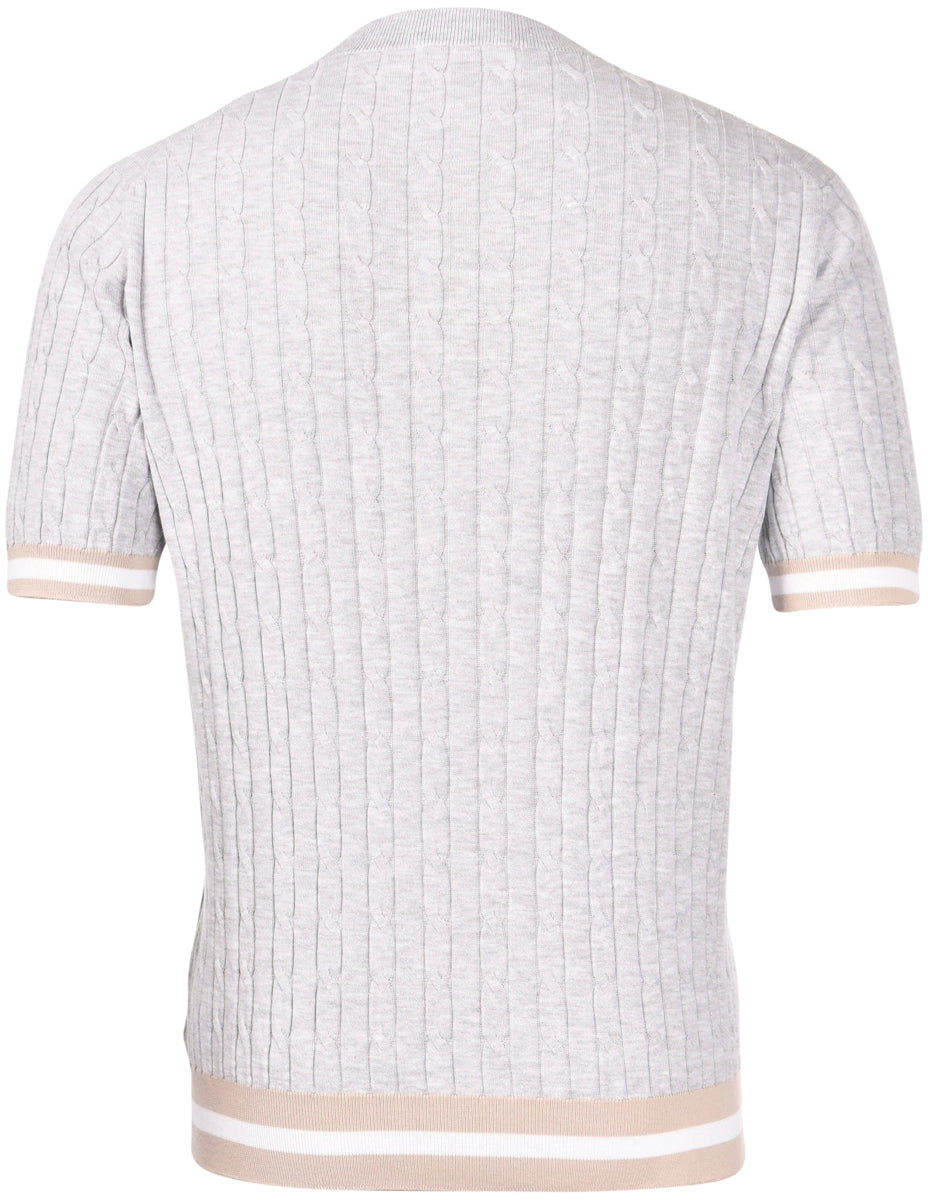T-shirt in maglia lavorazione trecce e coste grigio 57194/20679 052 GRAN SASSO 