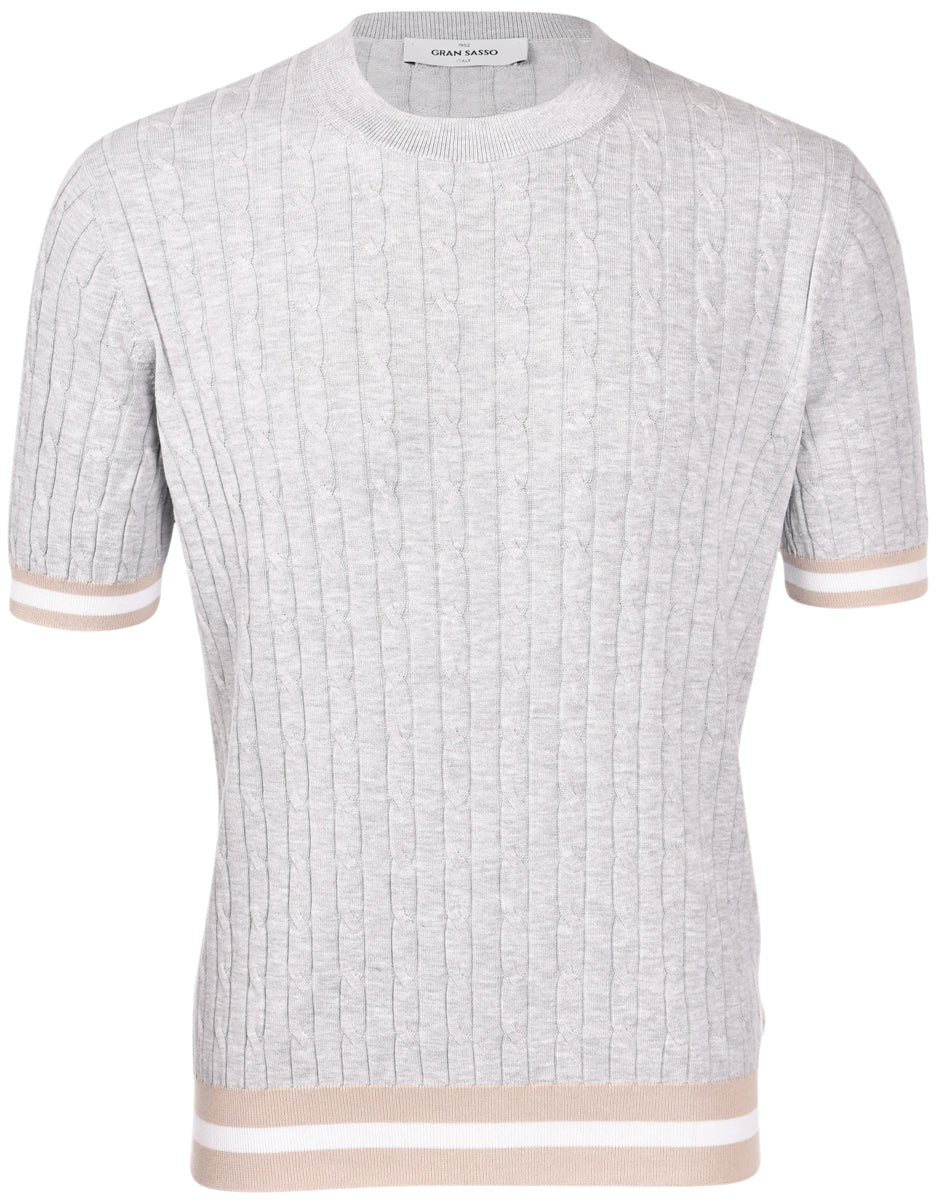 T-shirt in maglia lavorazione trecce e coste grigio 57194/20679 052 GRAN SASSO 