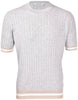 Grey rib and cable knit T-shirt