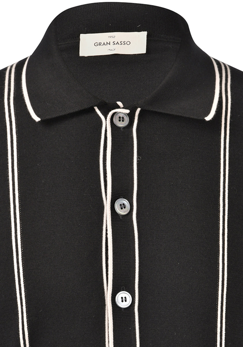 Camicia in maglia a righe cotone organico nero bianco 59135/18041 099 GRAN SASSO 