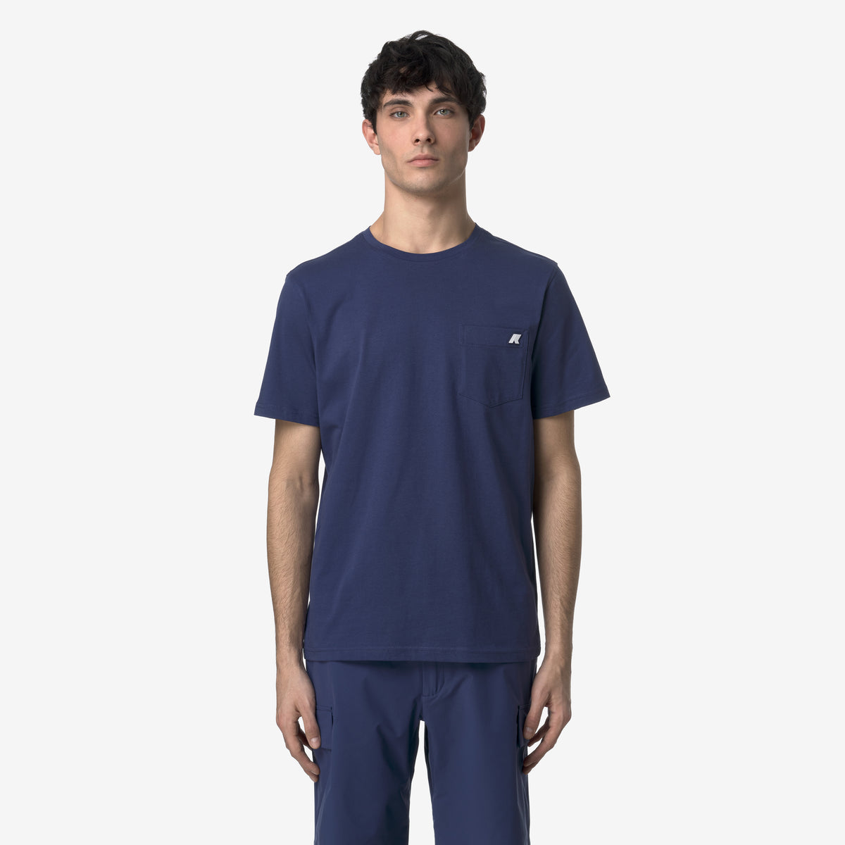 T-Shirt in Cotone Slim Fit Uomo blu cobalto con Taschino K31368W 867 K-WAY 