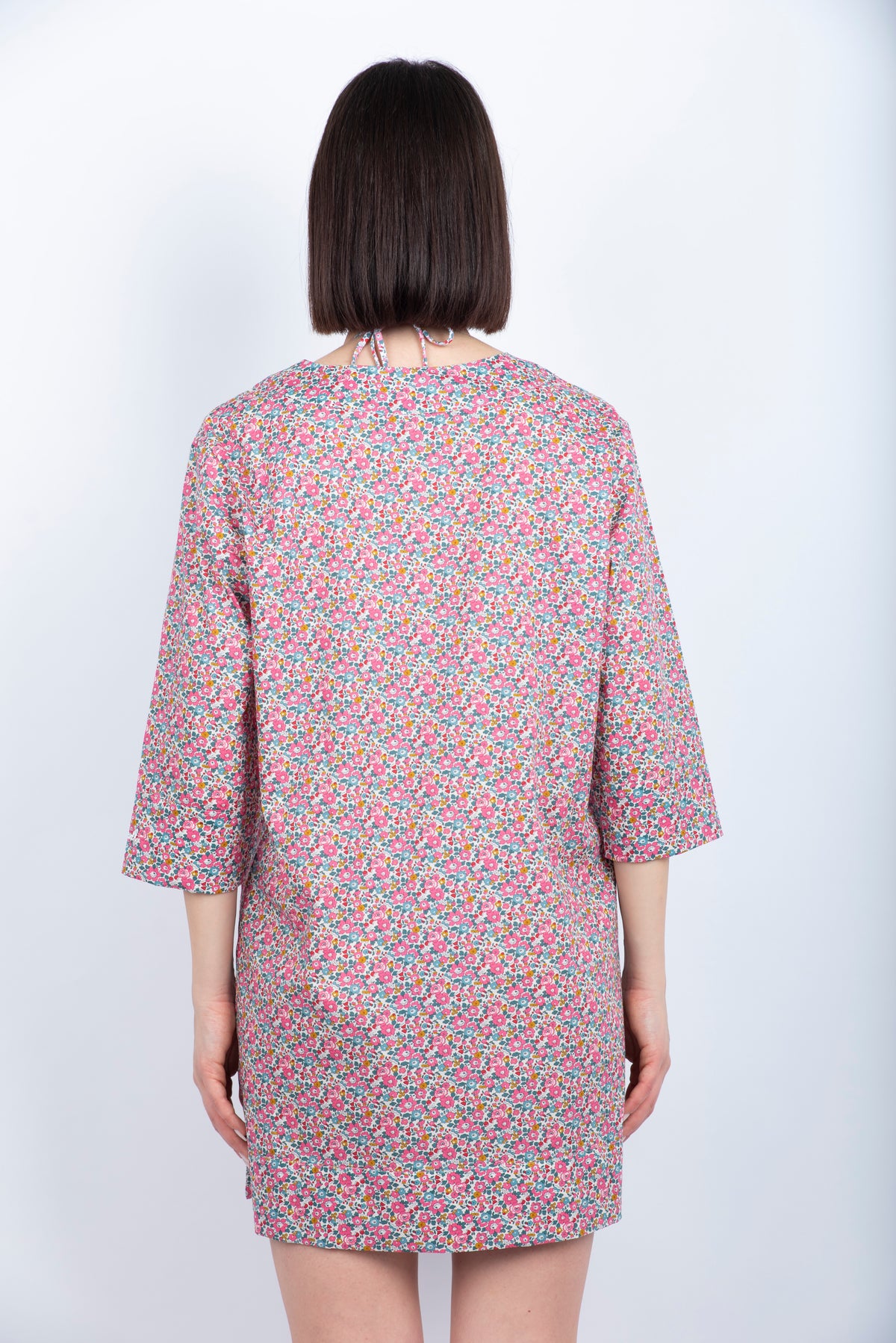 Abito tunica Macha in cotone con stampa floreale rosa MHA001 00371H MC2 SAINT BARTH 