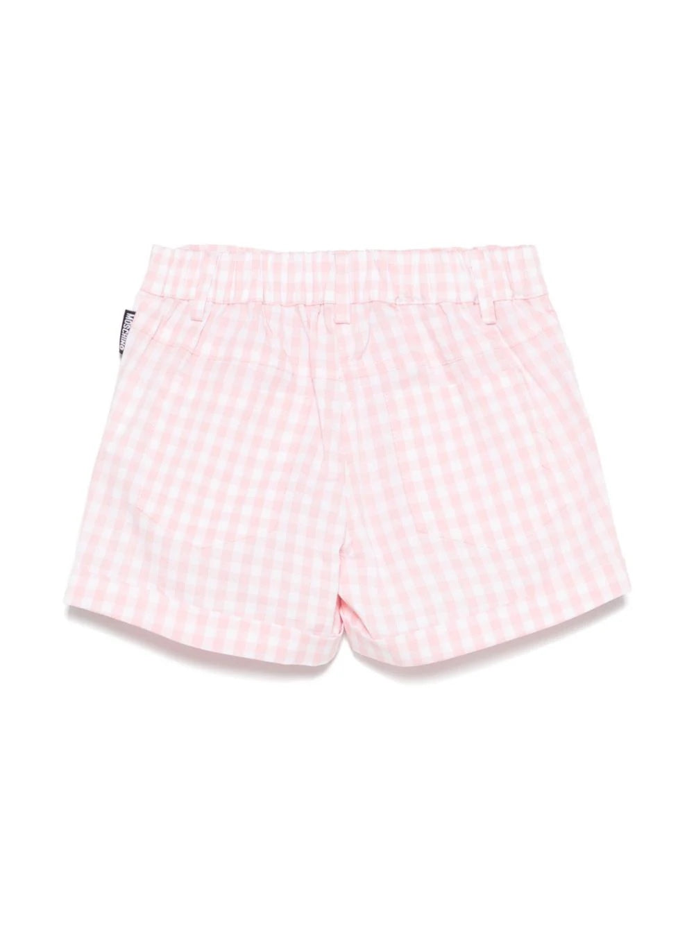 Pantaloncino in cotone vichy con ricamo Teddy Bear MMQ00RLME05 85010 MOSCHINO BABY 