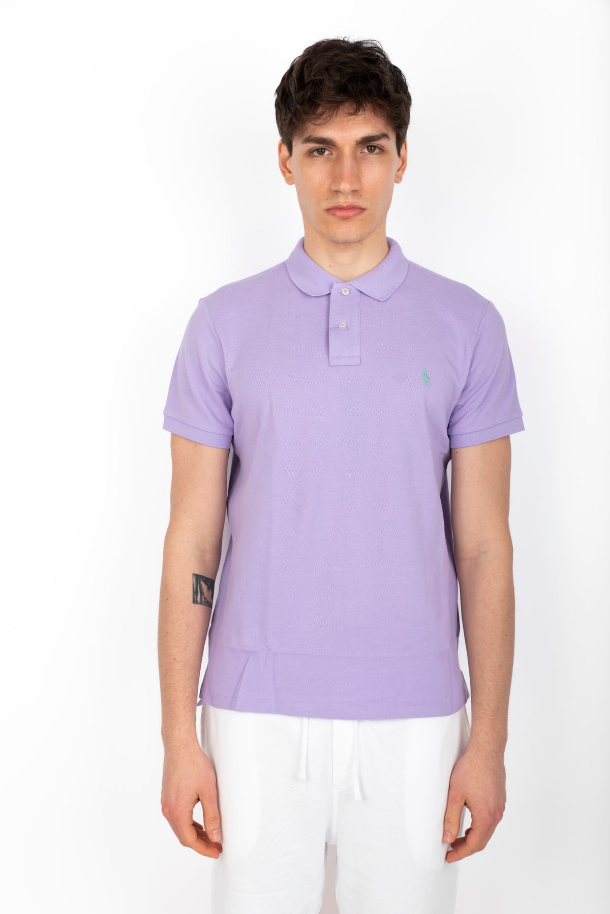 Polo light lilac in piqué Slim Fit  710680784 423 POLO RALPH LAUREN 