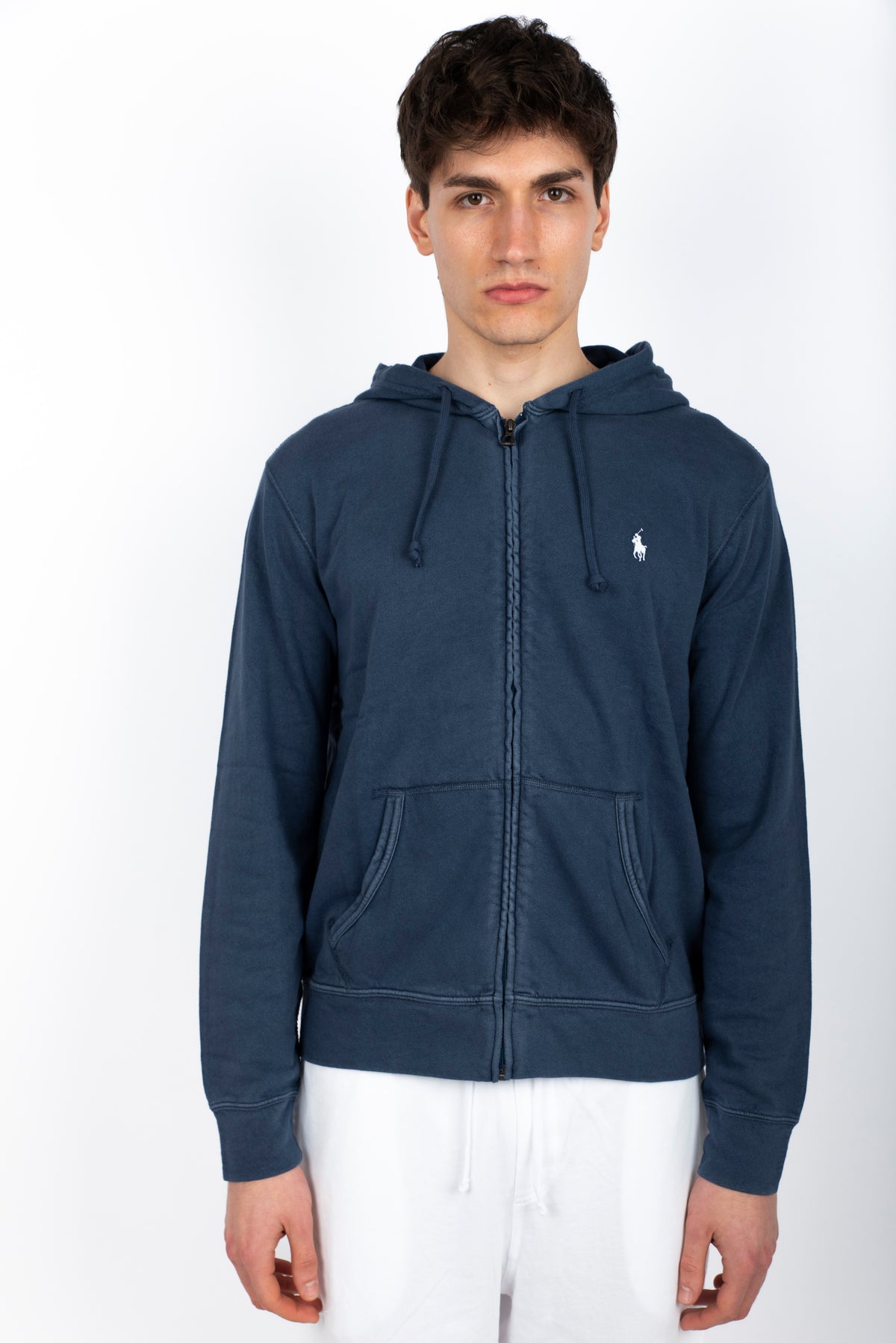Felpa navy in spugna spa con cappuccio 710706348 011 POLO RALPH LAUREN 