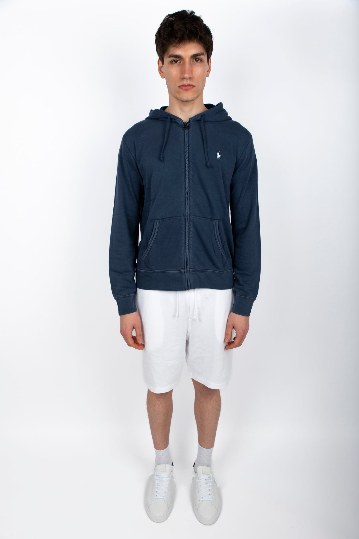 Felpa navy in spugna spa con cappuccio 710706348 011 POLO RALPH LAUREN 