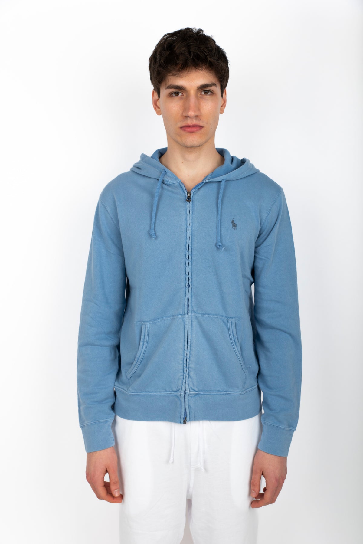 Felpa blu in spugna spa con cappuccio  710706348 020 POLO RALPH LAUREN 