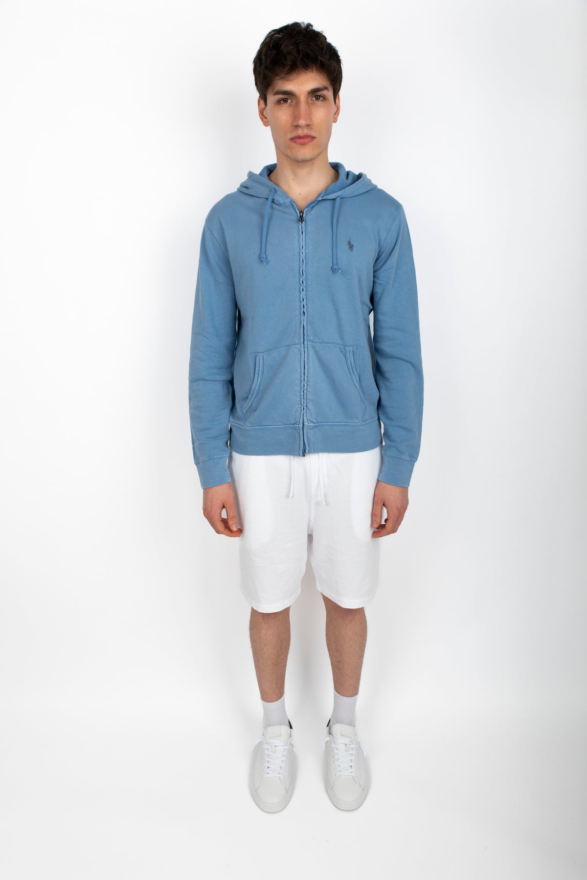 Felpa blu in spugna spa con cappuccio  710706348 020 POLO RALPH LAUREN 
