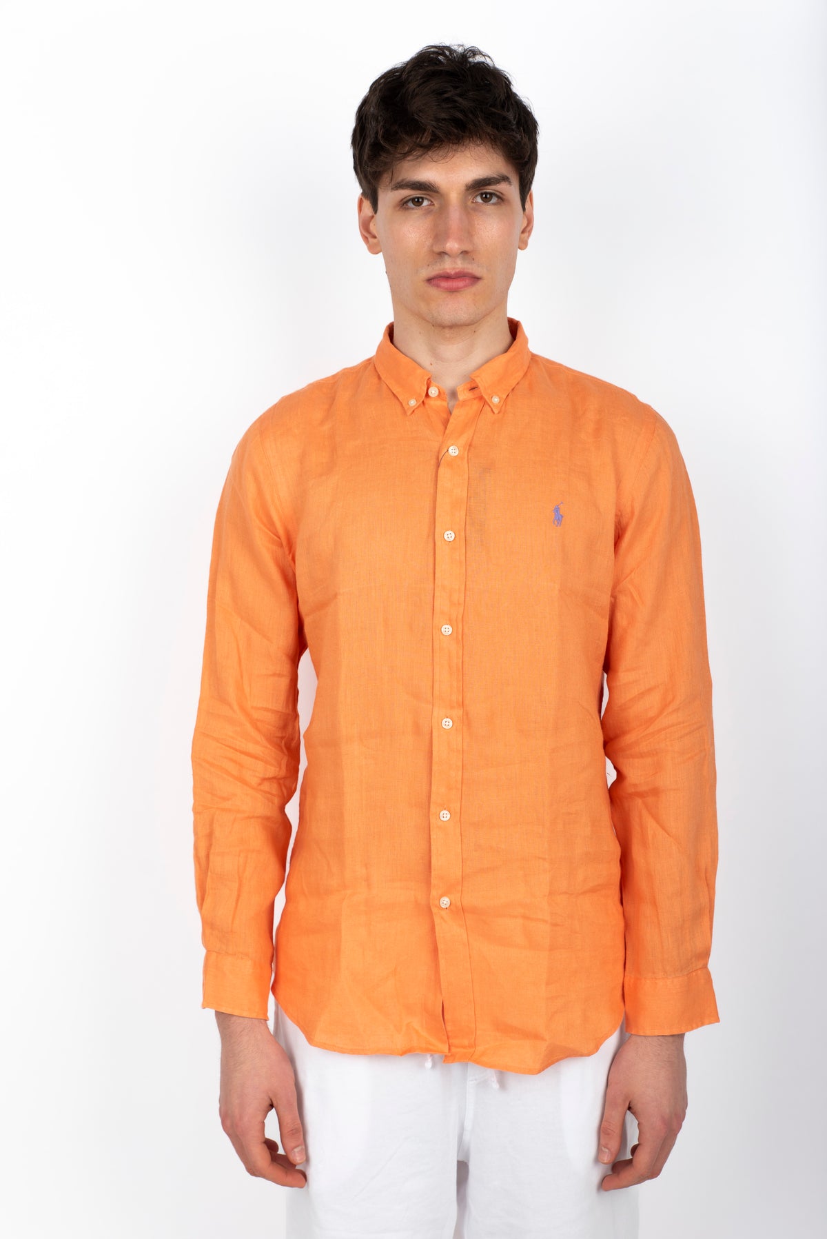 Camicia in lino Slim Fit blu ufficio  710968915 009 POLO RALPH LAUREN 