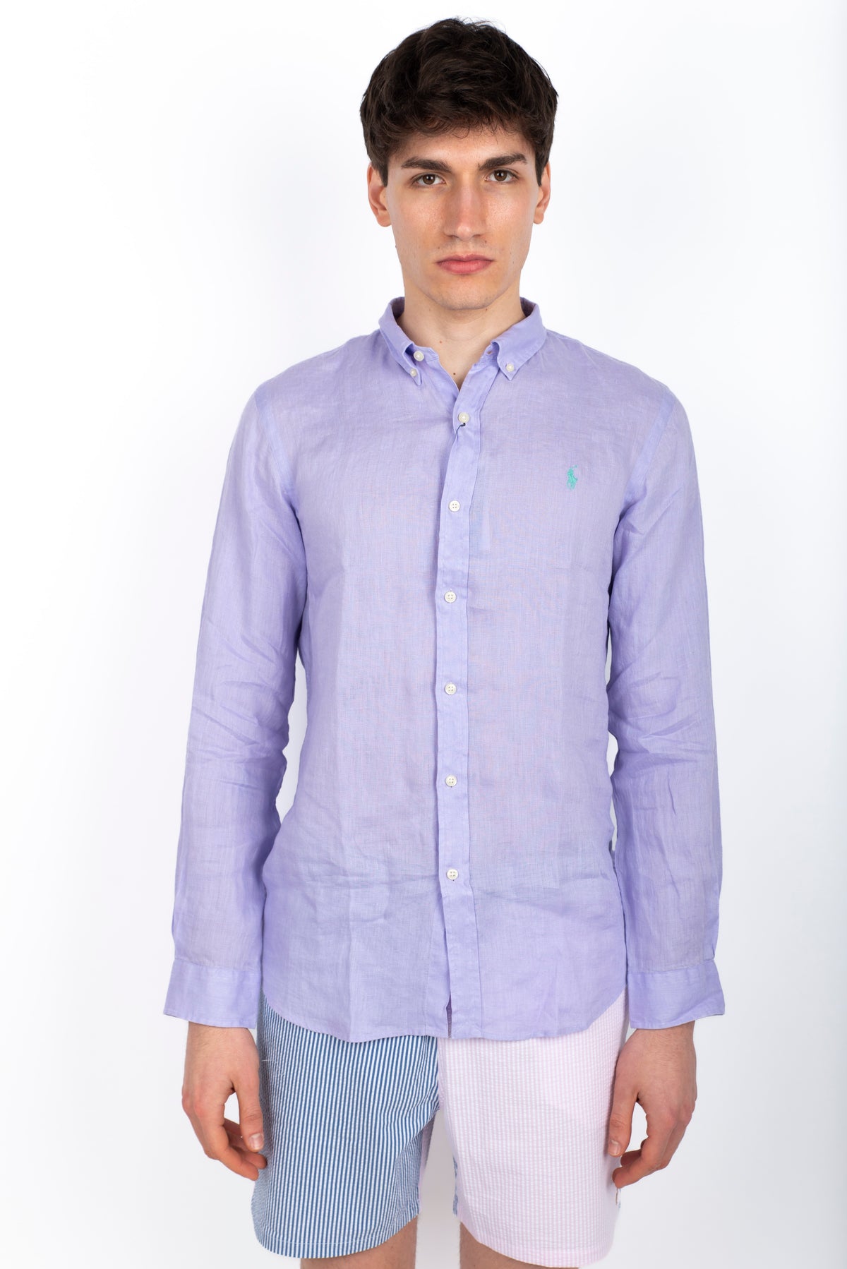 Camicia in lino Slim Fit lilla 710968915 010 POLO RALPH LAUREN 