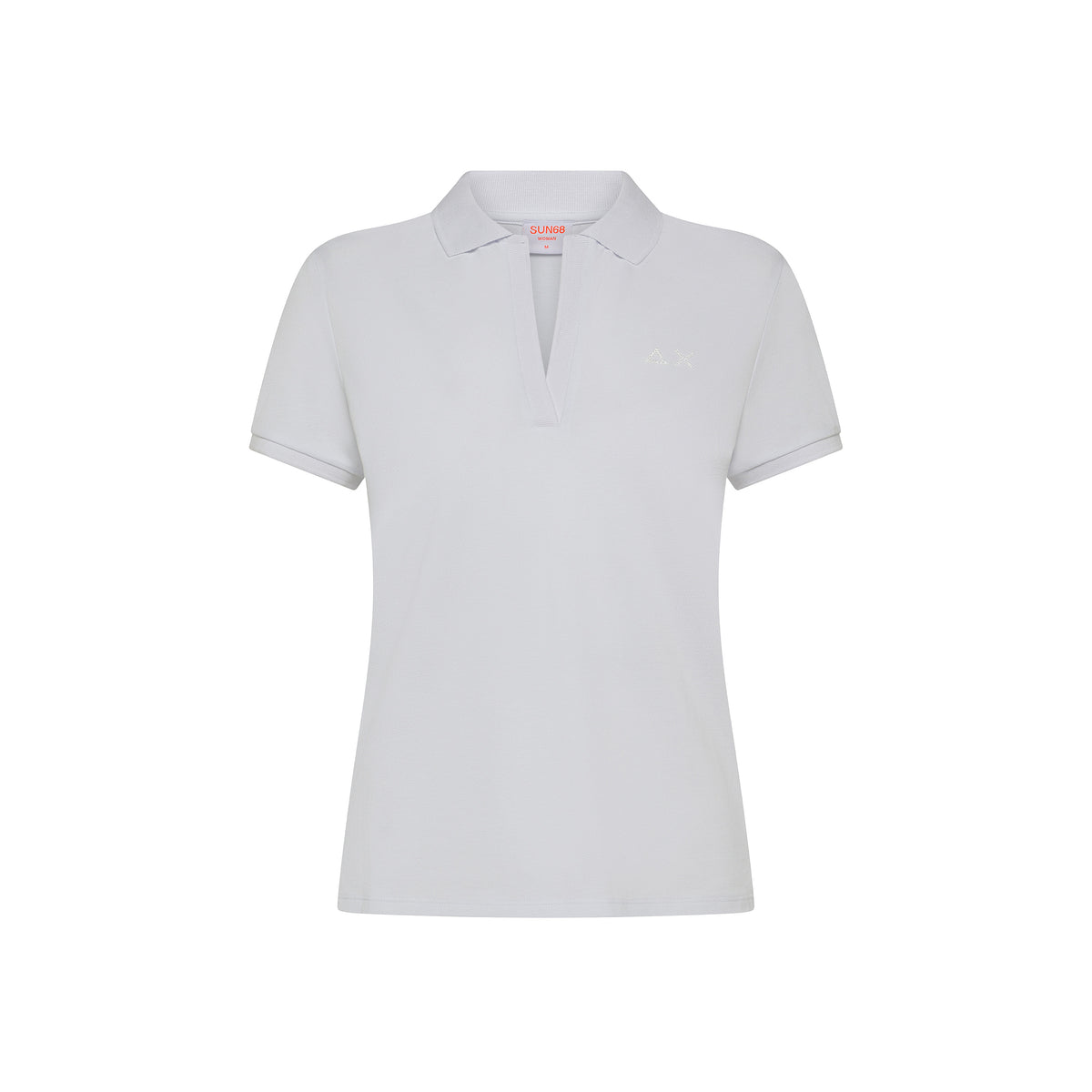 Polo in piquet con logo in strass A35202 01 SUN68 