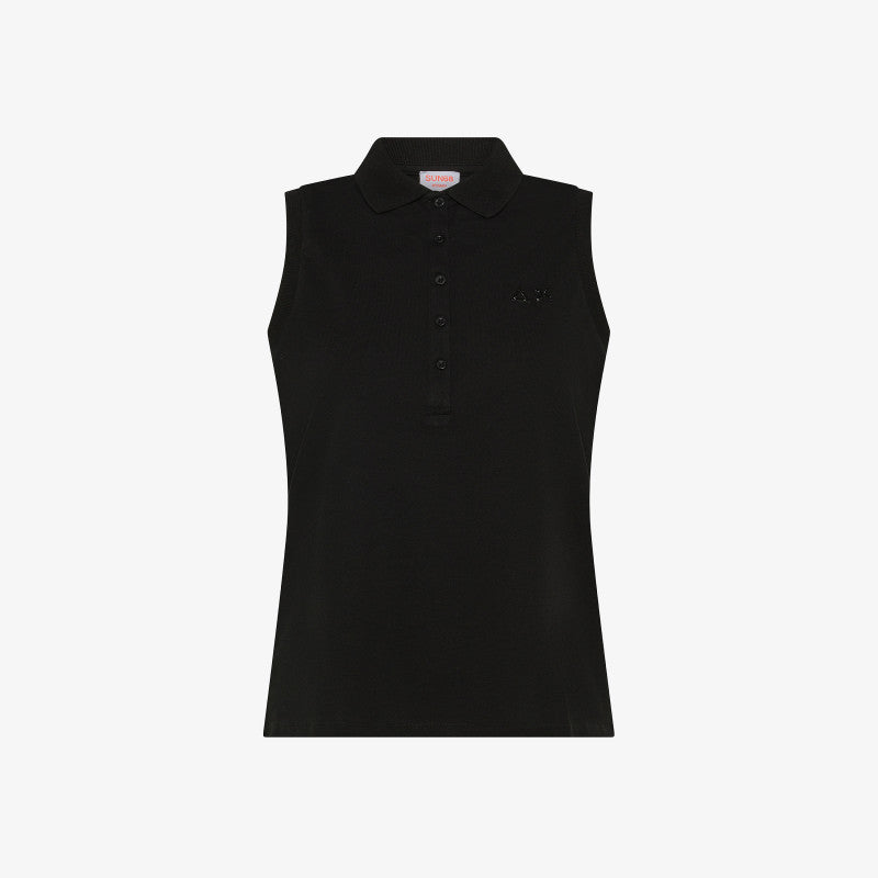 Polo in piquet con logo in strass A35203 11 SUN68 