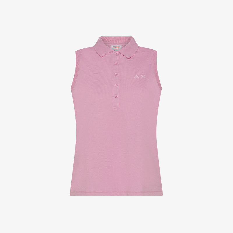 Polo in piquet con logo in strass A35203 22 SUN68 