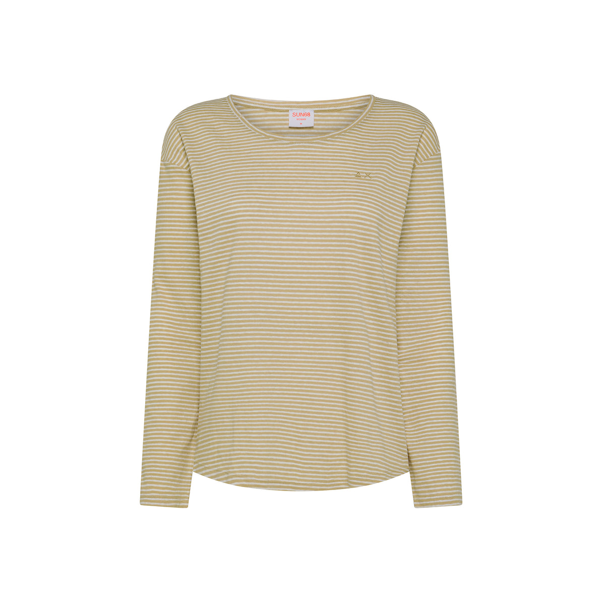 T-shirt in lino e cotone a righe T35233 3118 SUN68 