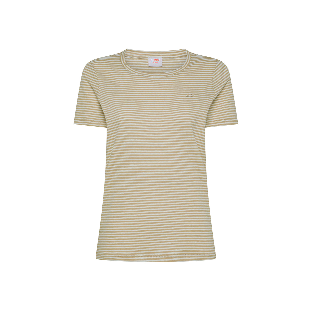 T-shirt in lino e cotone a righe T35234 3118 SUN68 