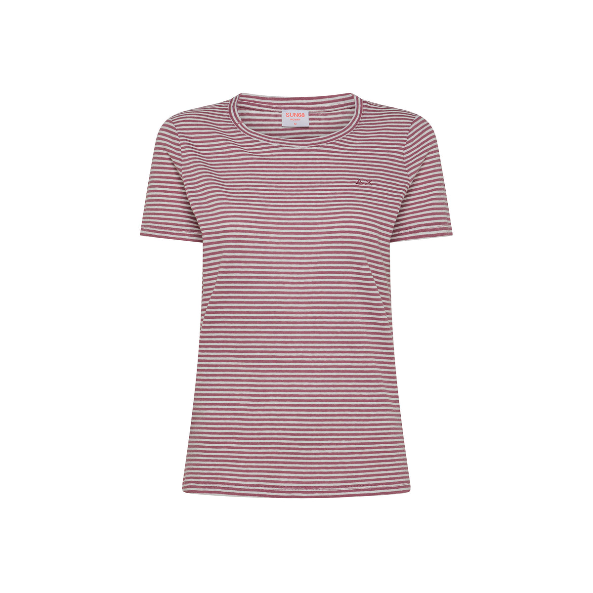 T-shirt in lino e cotone a righe T35234 3157 SUN68 