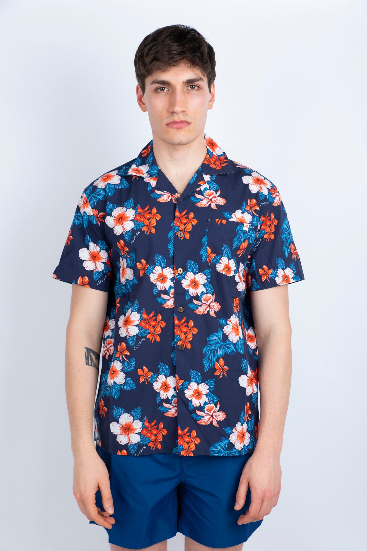 Camicia modello Bowling con stampa navy M817SHPI800 0078B SUNDEK 
