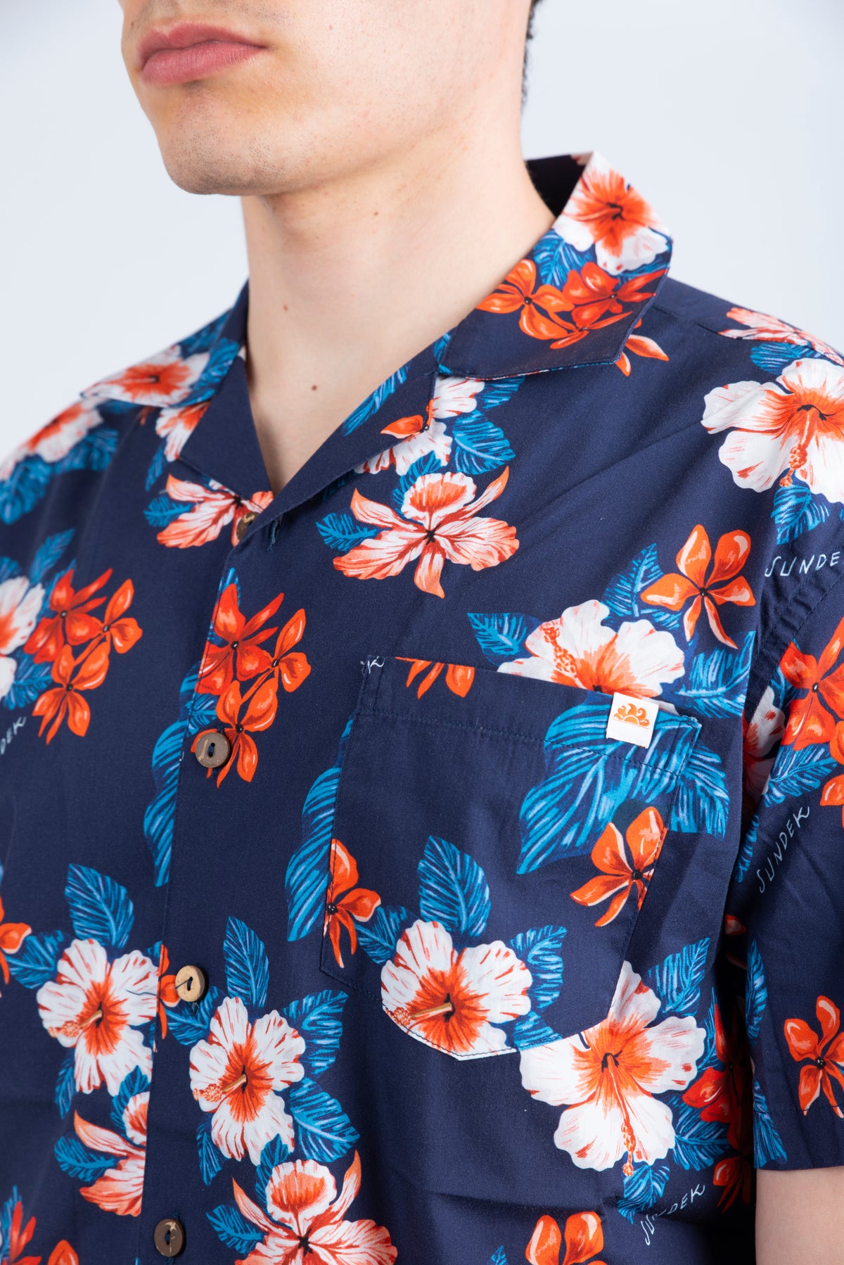 Camicia modello Bowling con stampa navy M817SHPI800 0078B SUNDEK 
