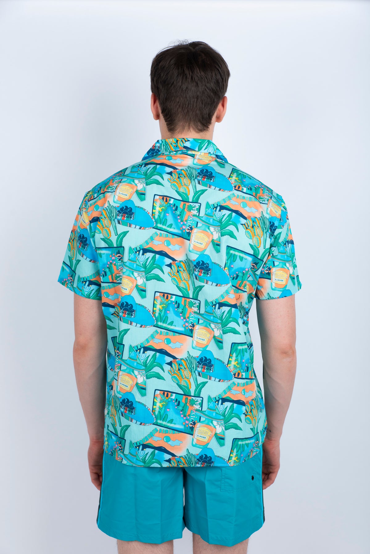 Camicia modello Bowling con stampa azzurro M817SHPI800 A63GM SUNDEK 