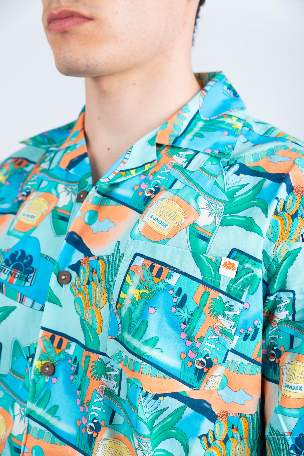 Camicia modello Bowling con stampa azzurro M817SHPI800 A63GM SUNDEK 