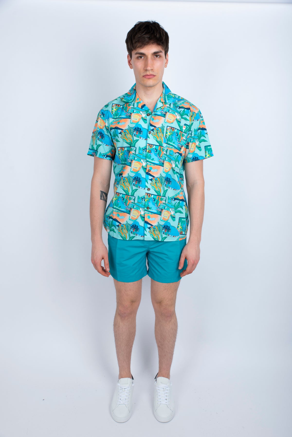 Camicia modello Bowling con stampa azzurro M817SHPI800 A63GM SUNDEK 