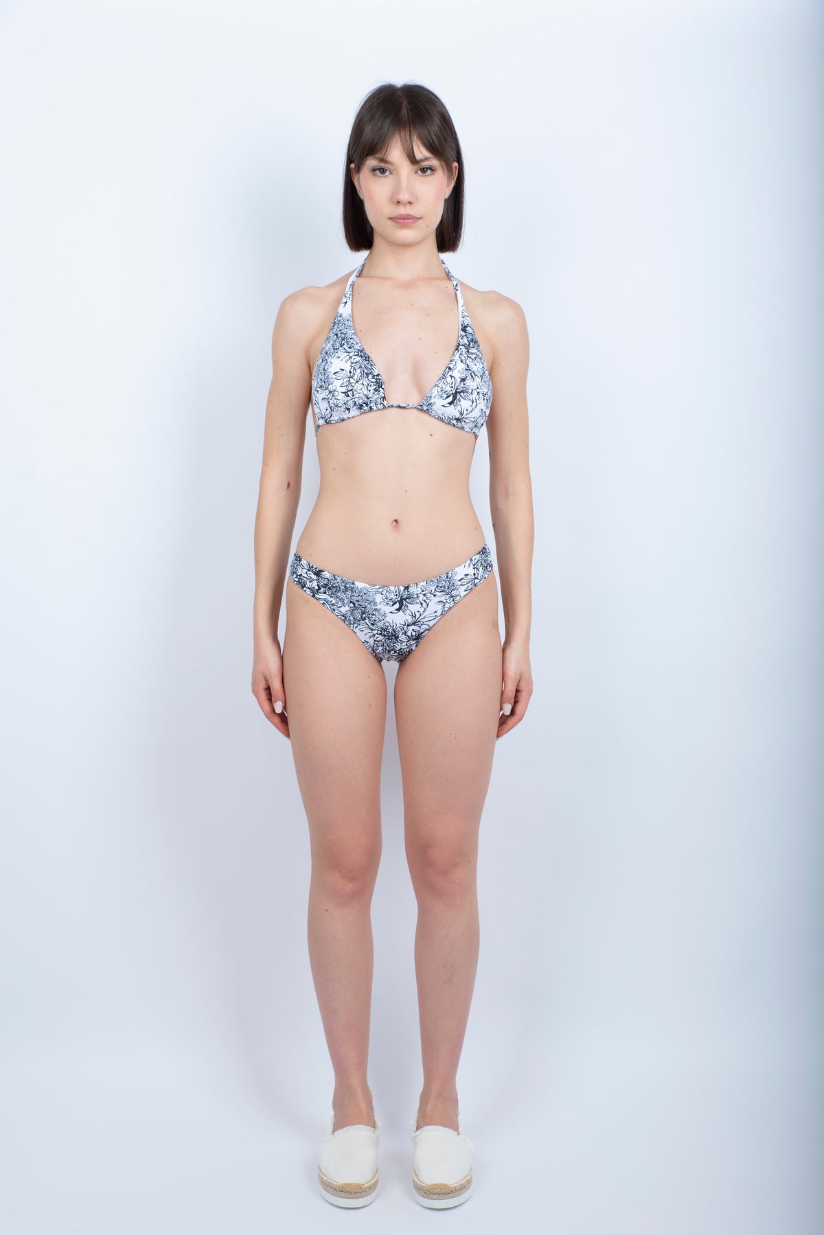 Bikini Hila Leni a triangolo americano e culotte con stampa Fleur de Joie nero W376KTLW613KBL 004FJ SUNDEK 