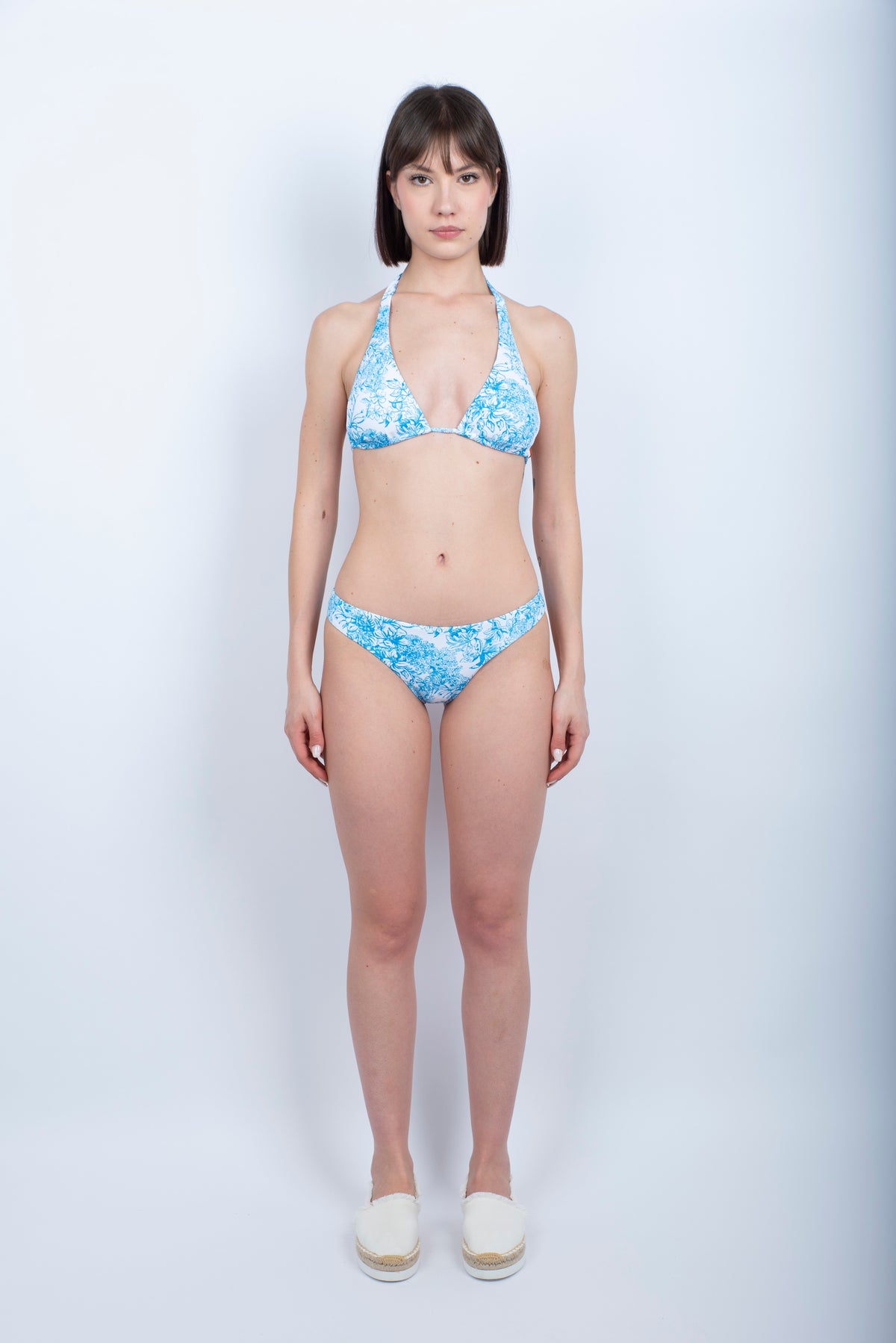 Bikini Hila Leni a triangolo americano e culotte con stampa Fleur de Joie bilberry W376KTLW613KBL A74FJ SUNDEK 