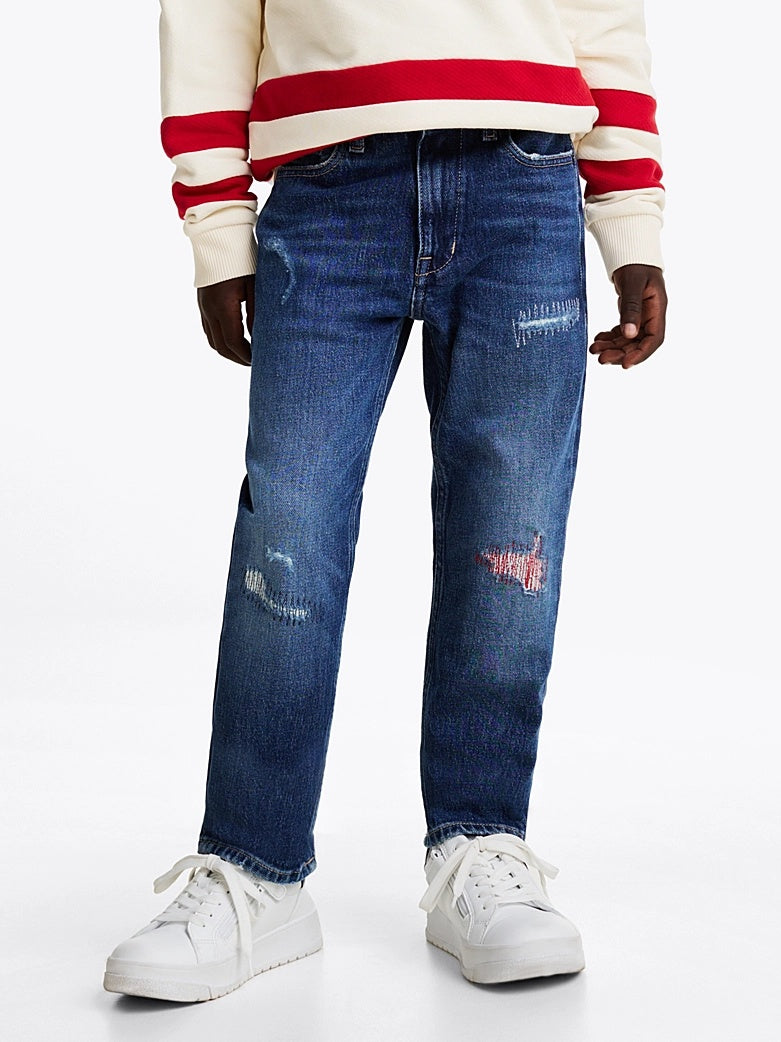 Jeans distressed straight fit stile skater KB0KB09327T 1BK TOMMY HILFIGER 