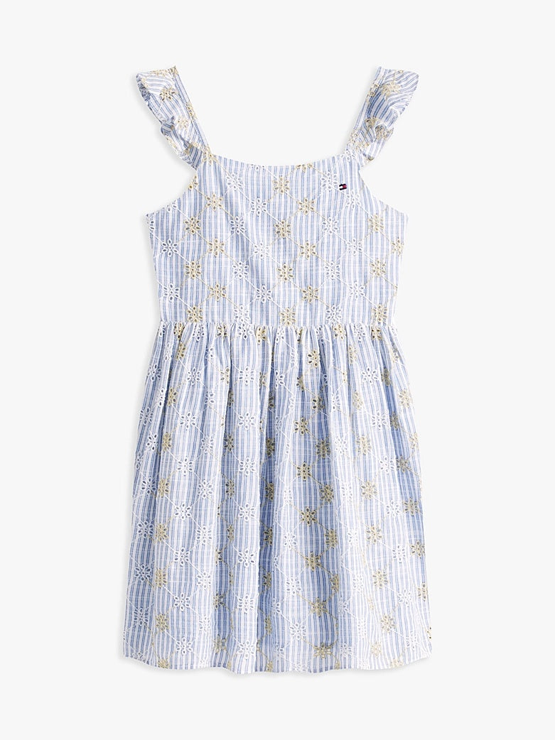Vestito a righe con dettagli in Sangallo KG0KG08479T C1O TOMMY HILFIGER 