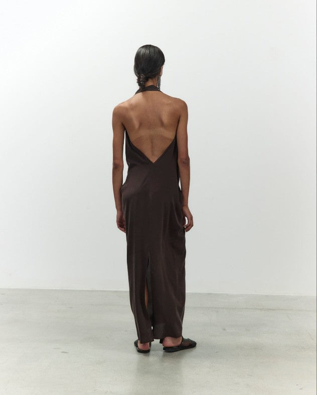 Abito seta mano sale halter 116330 CHOCO ALYSI CHOCOLAT 