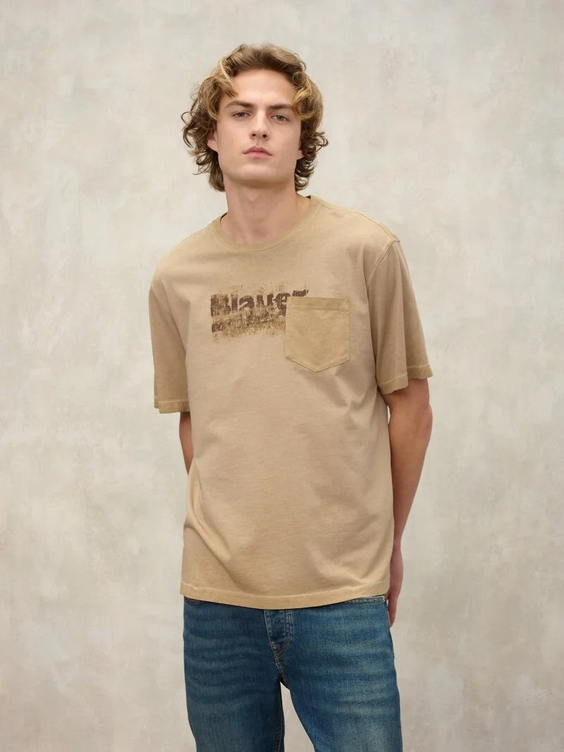 T-shirt sfumata con taschino Groom 26SBLUH02348 340 BLAUER 