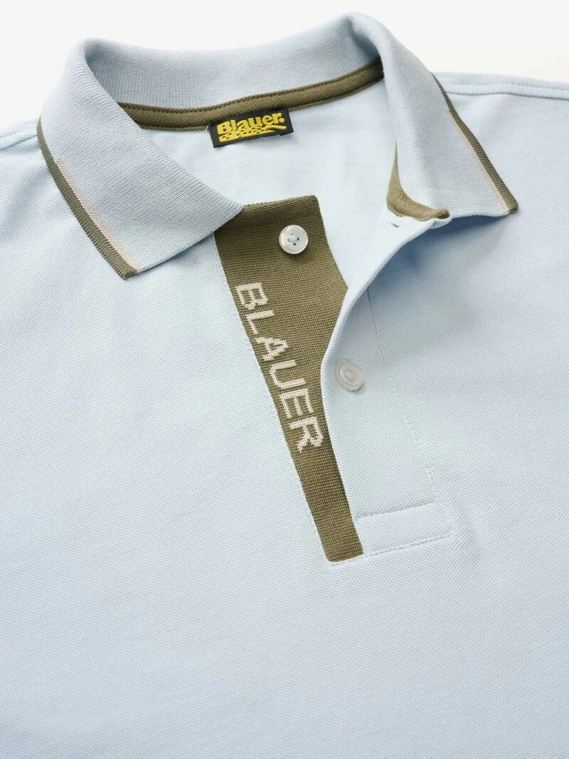 Polo parkson con logo a doppia riga 26SBLUT02295 80E BLAUER 