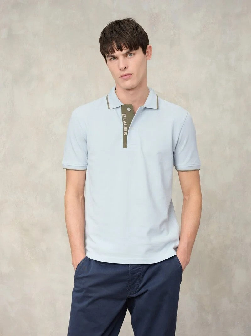 Polo parkson con logo a doppia riga 26SBLUT02295 80E BLAUER 