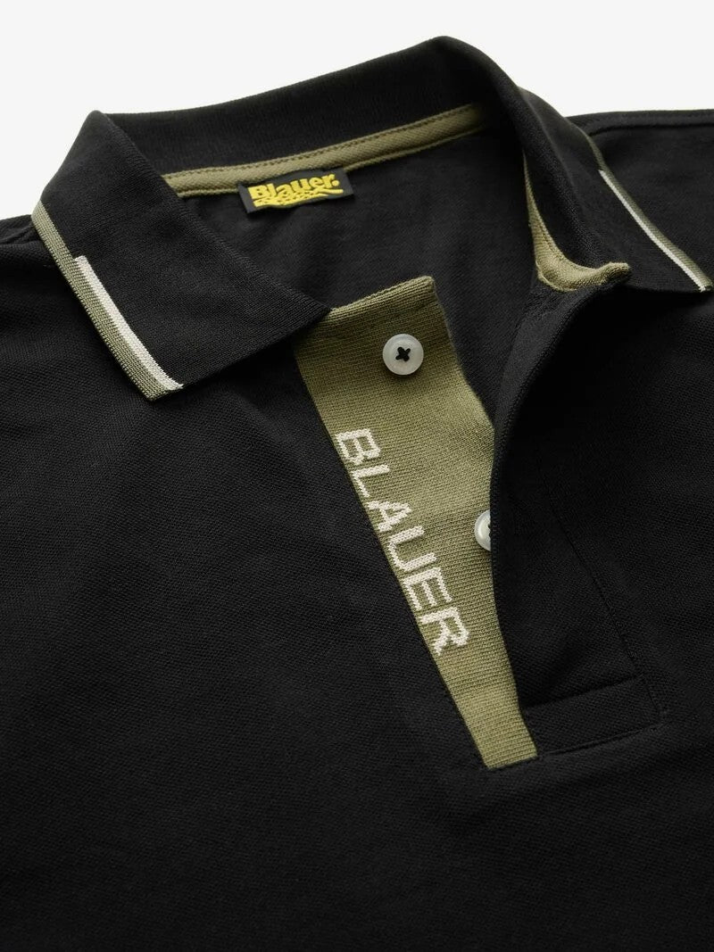 Polo parkson con logo a doppia riga 26SBLUT02295 999 BLAUER 