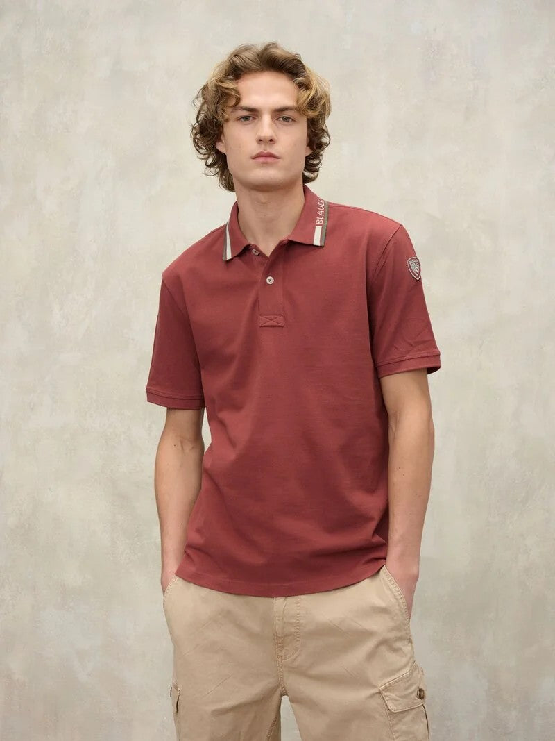 Polo con ricamo sul collo Ransom 26SBLUT02297 586 BLAUER 
