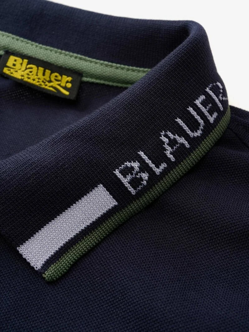 Polo con ricamo sul collo Ransom 26SBLUT02297 888 BLAUER 