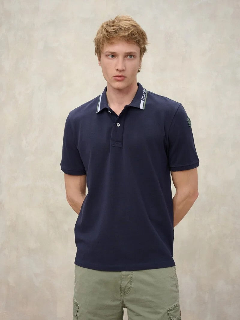 Polo con ricamo sul collo Ransom 26SBLUT02297 888 BLAUER 