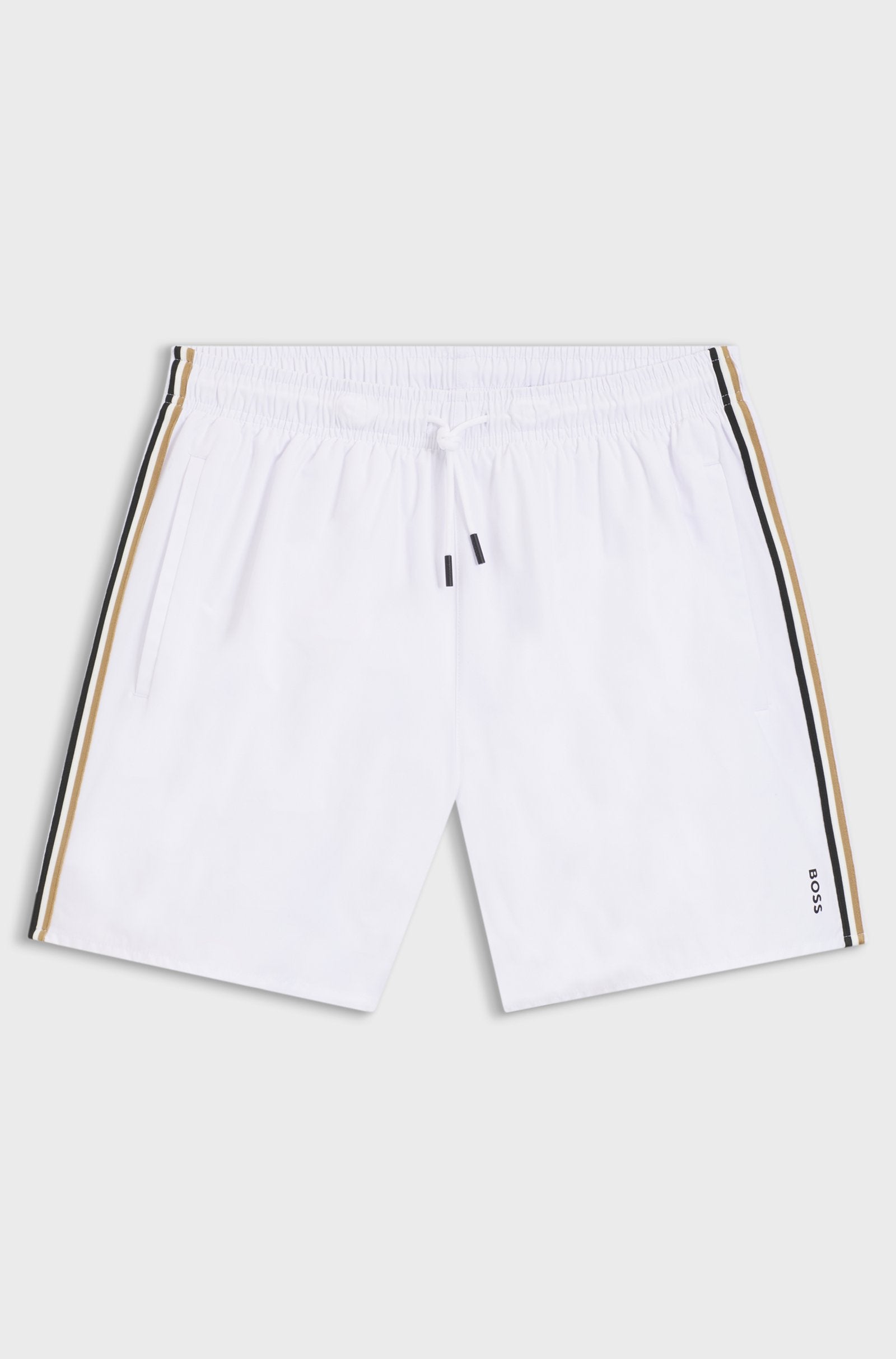 Boxer da mare con righe tipiche del marchio e logo 50491594 100 BOSS 
