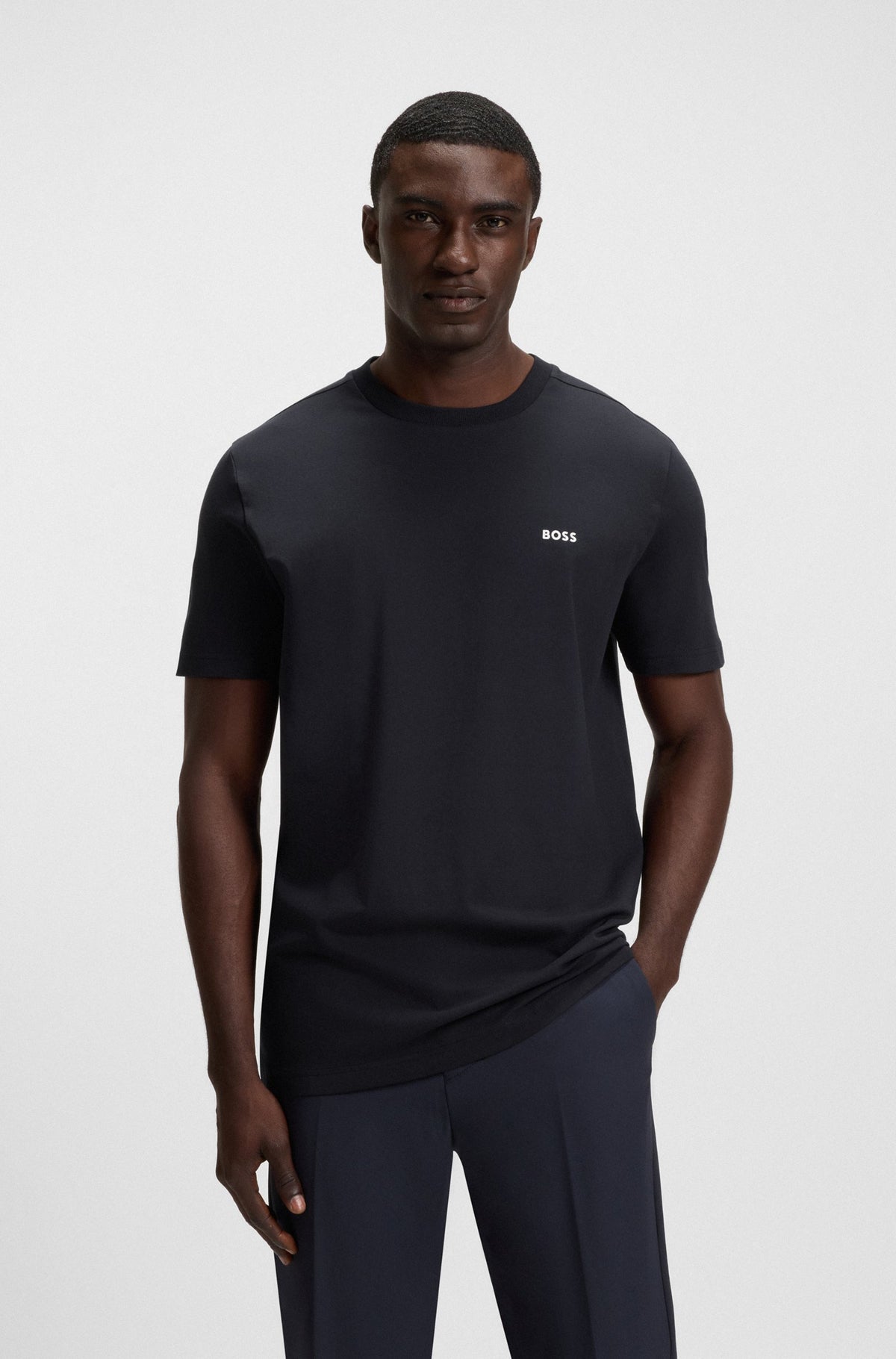 T-shirt in cotone elasticizzato con logo 50506373 402 BOSS 