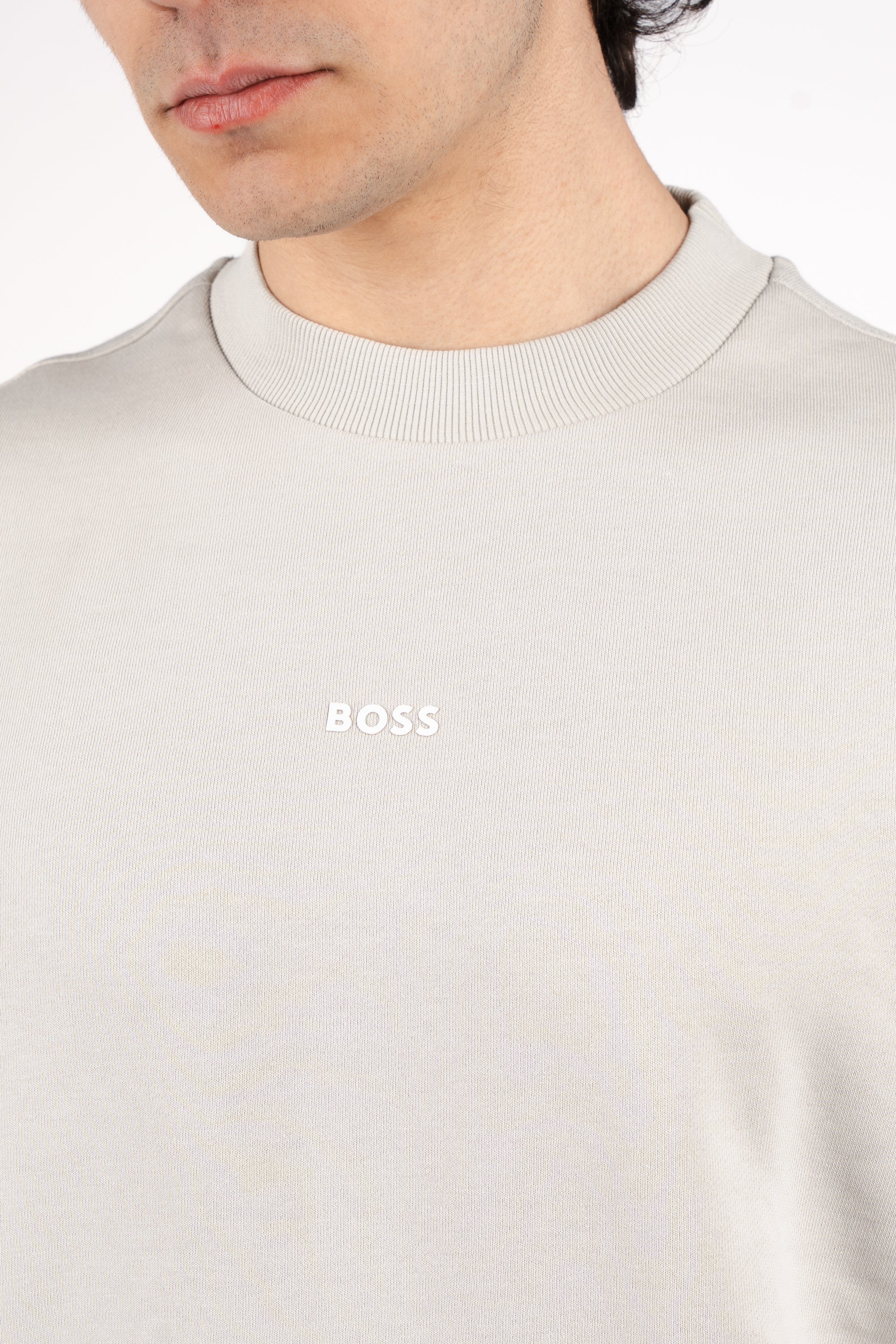 Felpa relaxed fit in terry di cotone con logo a contrasto 50514541 070 BOSS 