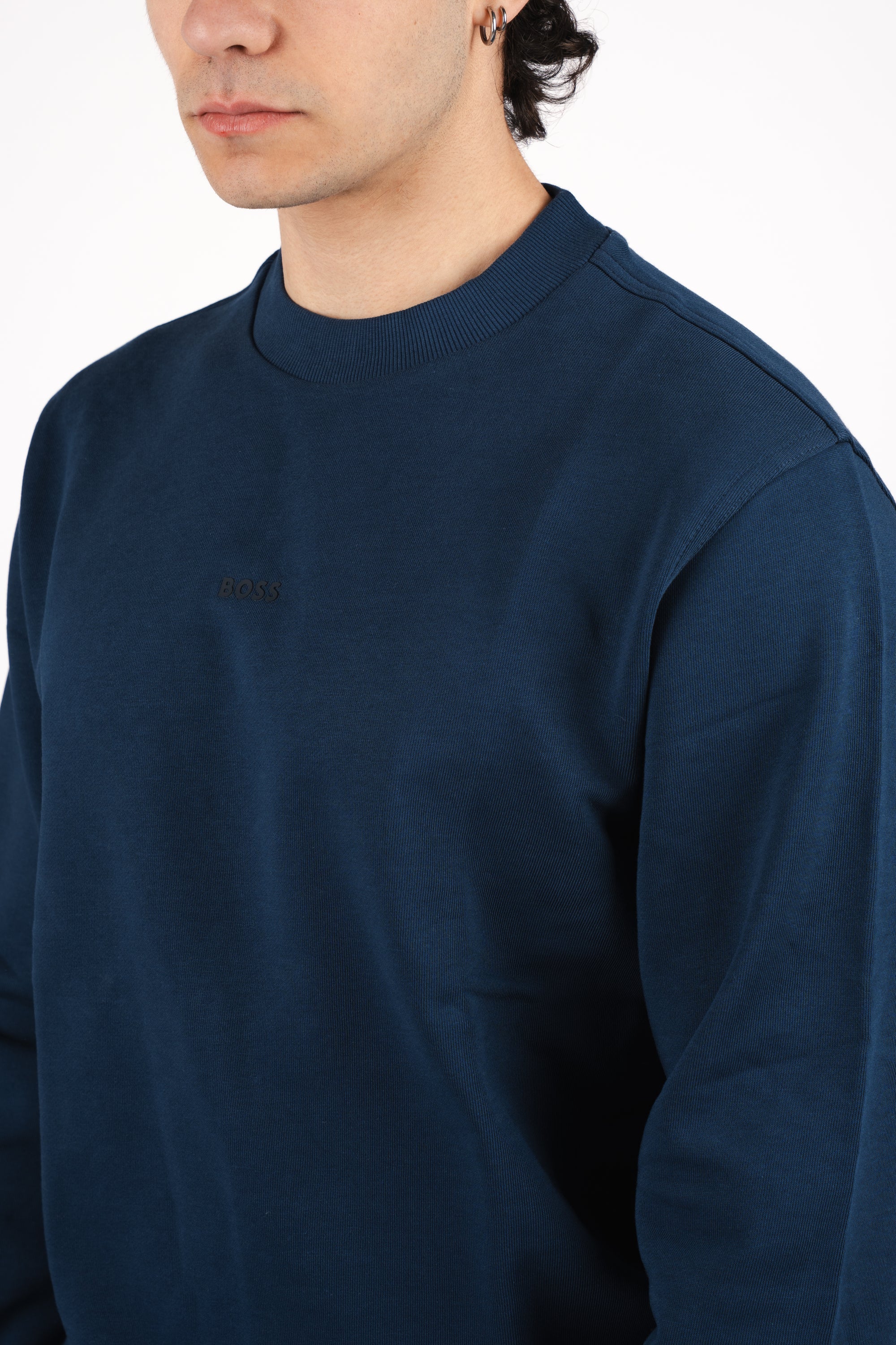 Felpa relaxed fit in terry di cotone con logo a contrasto 50514541 464 BOSS 