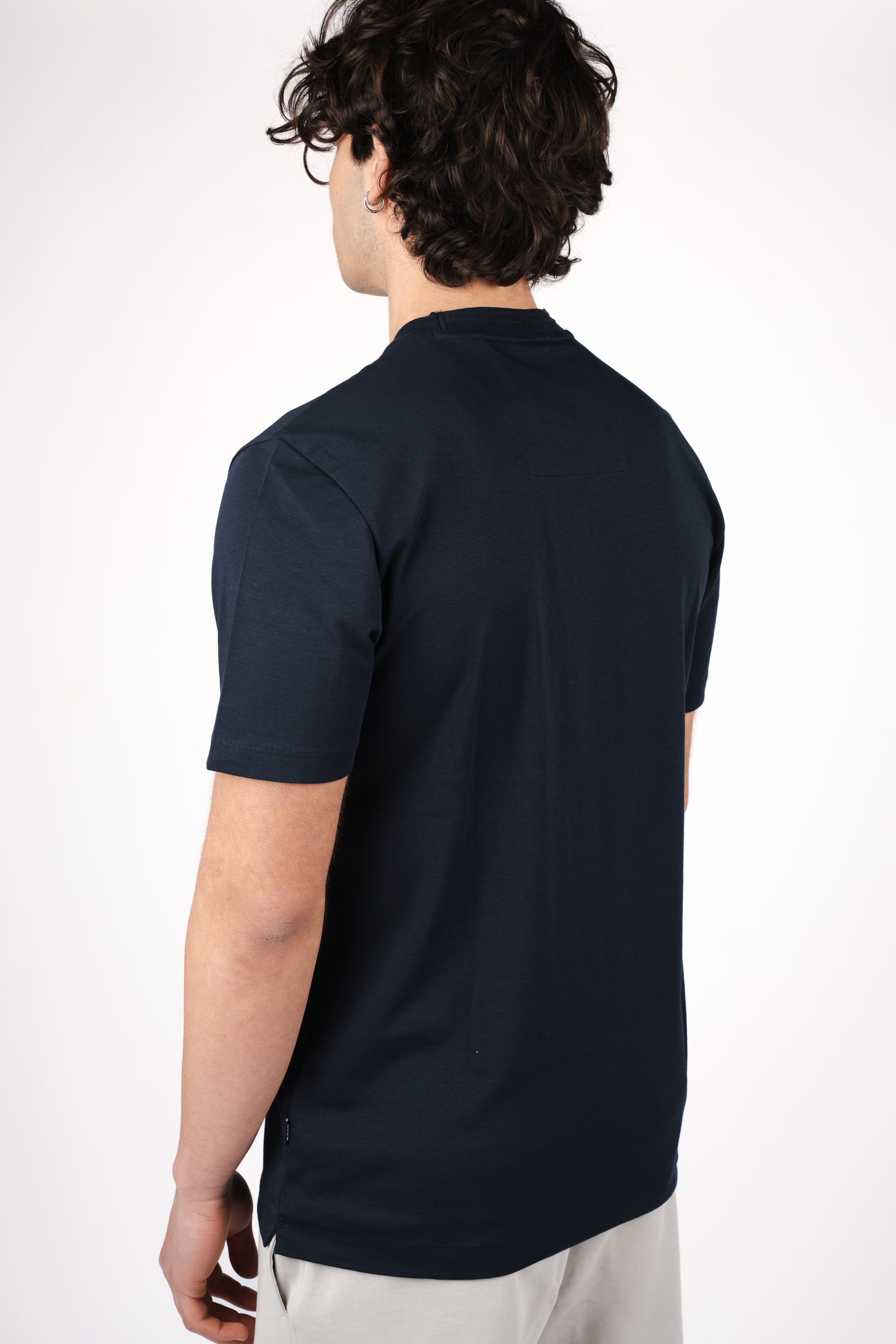 T-shirt con monogramma interno in cotone misto 50554180 404 BOSS 