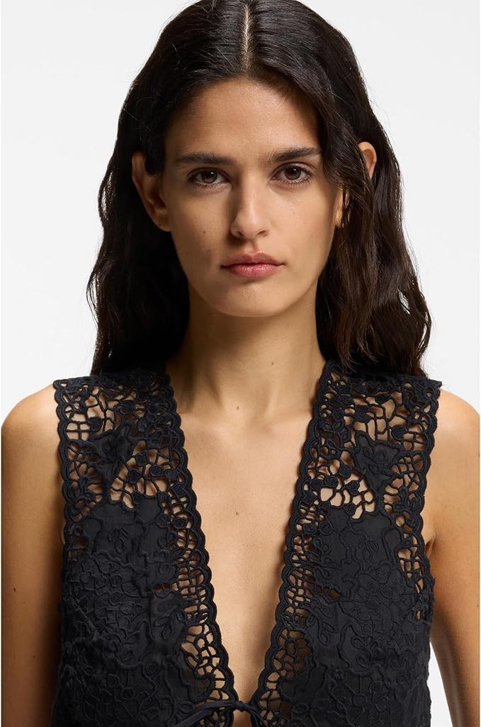 Blusa con ricamo in pizzo 50556743 001 BOSS 