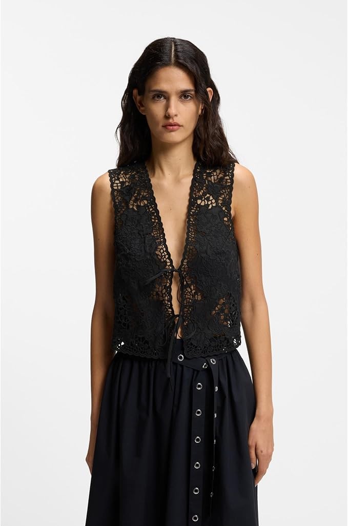 Blusa con ricamo in pizzo 50556743 001 BOSS 