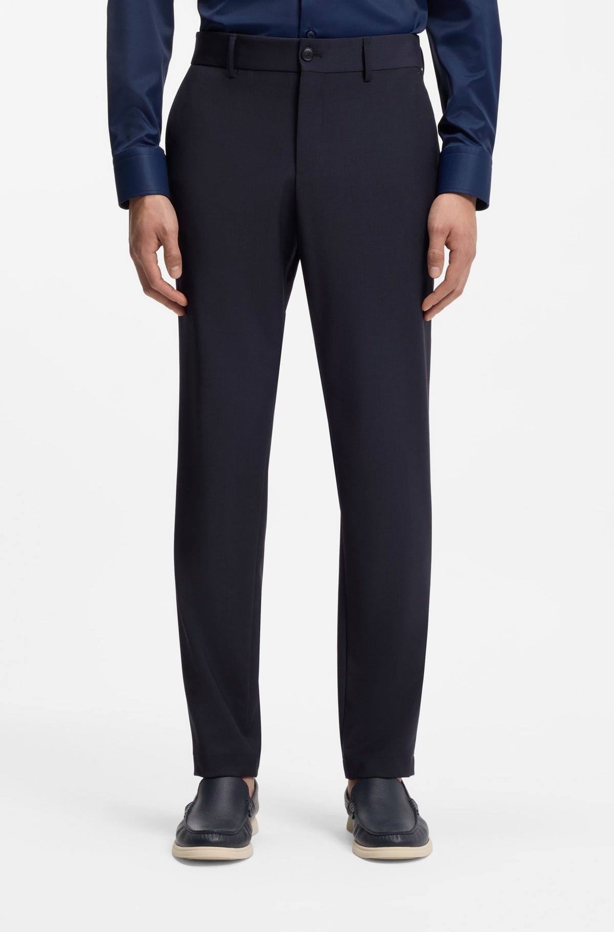 Pantaloni slim fit in twill di misto lana lavabile 50556758 404 BOSS 