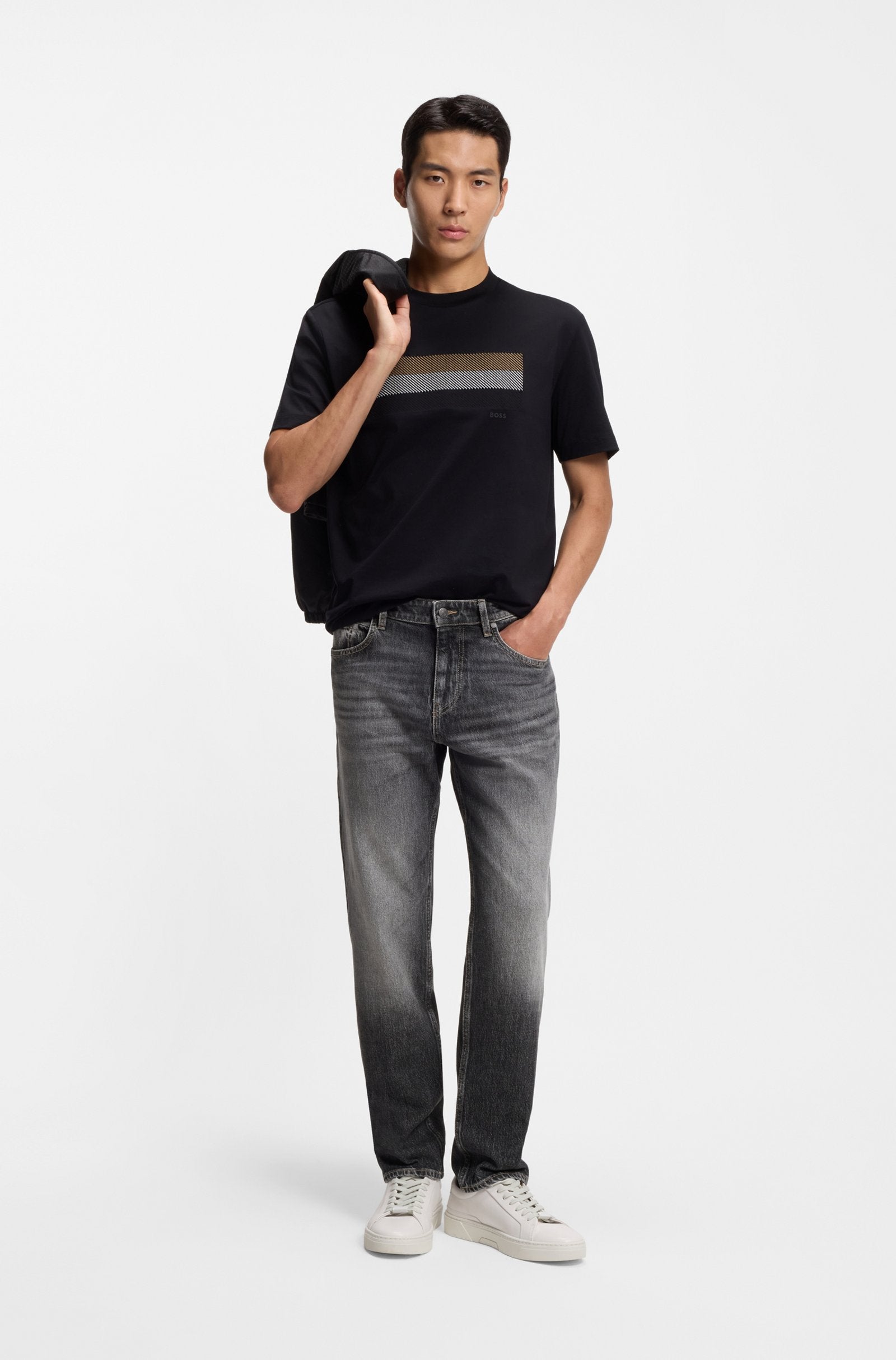 Jeans regular fit Maine in denim elasticizzato nero 50558507 006 BOSS 