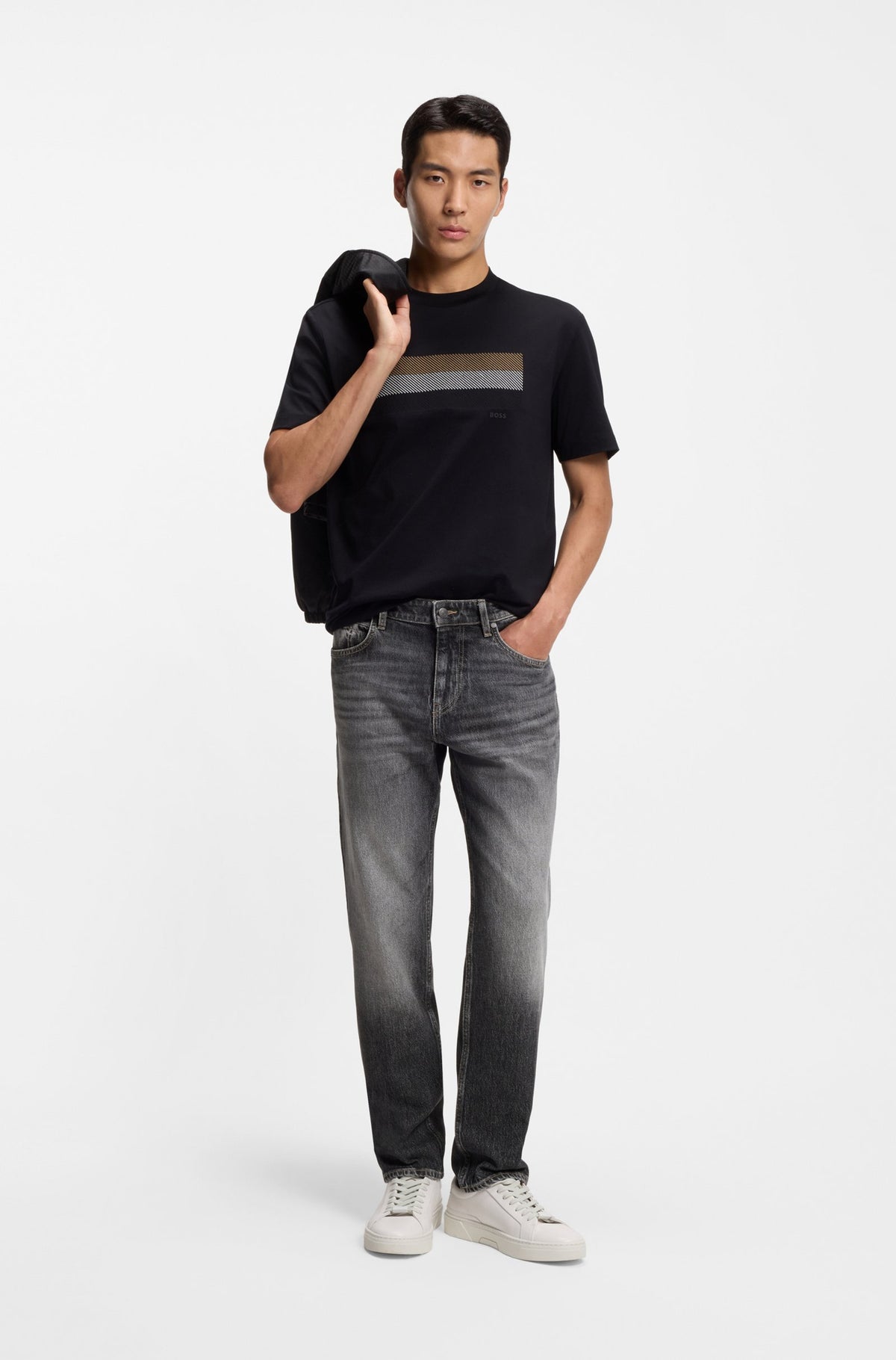 Jeans regular fit Maine in denim elasticizzato nero 50558507 006 BOSS 