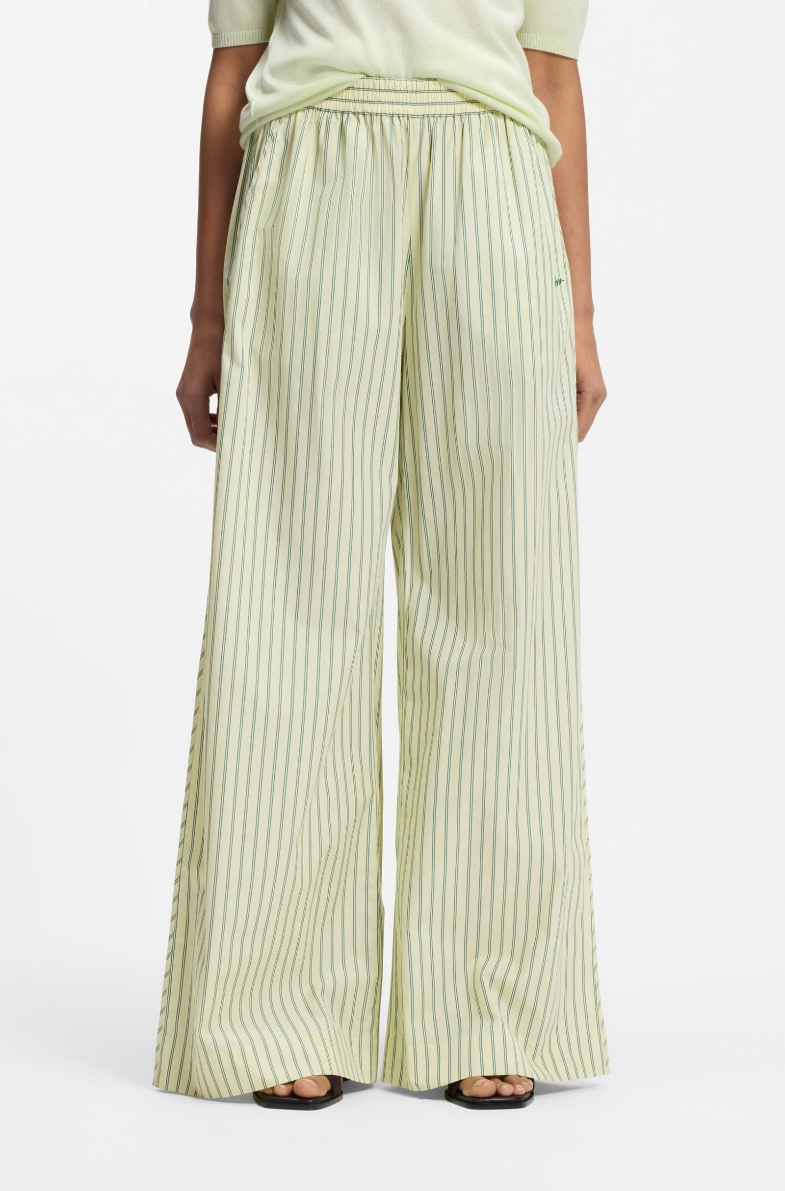 Pantaloni in popeline di cotone con righe verticali 50559237 982 BOSS 